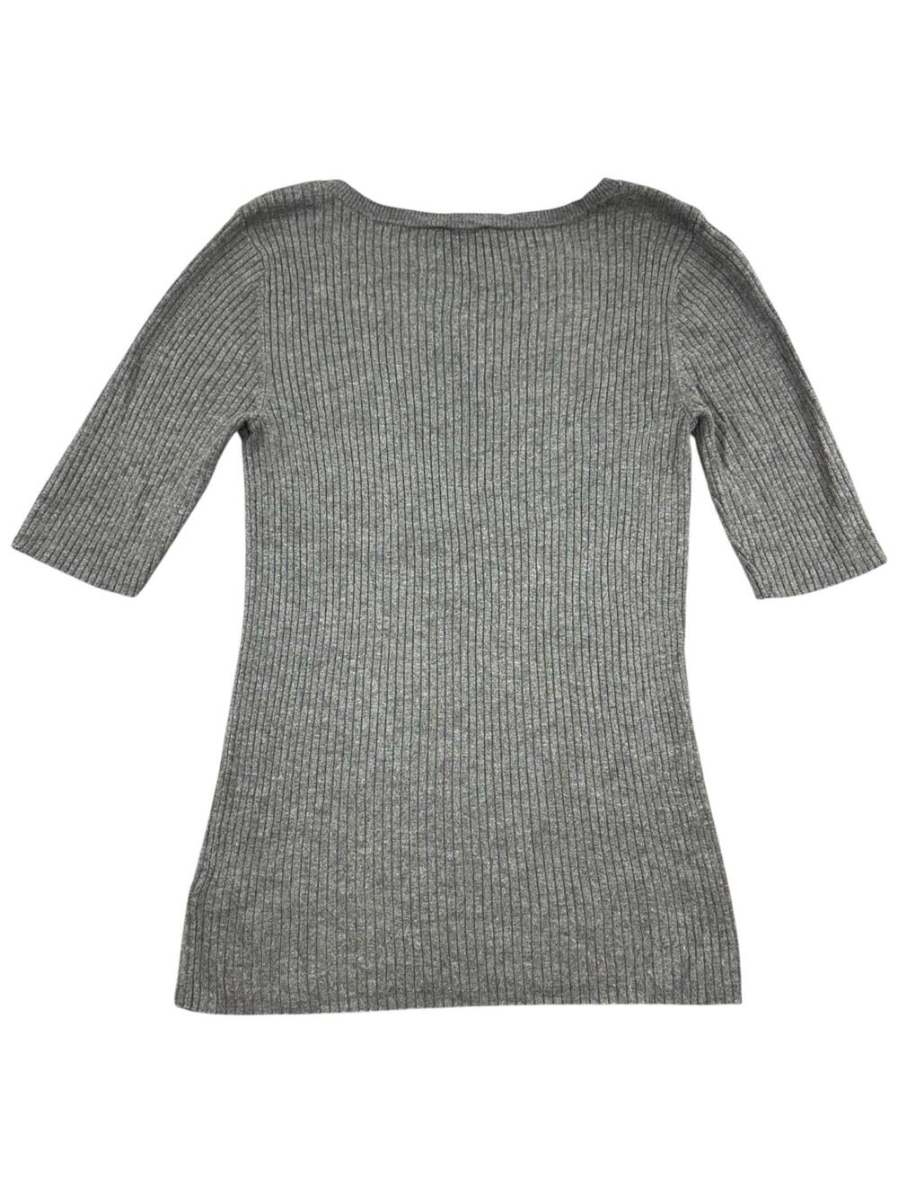 Express Gray Ribbed Boatneck Knit Top - Picture 3 of 8